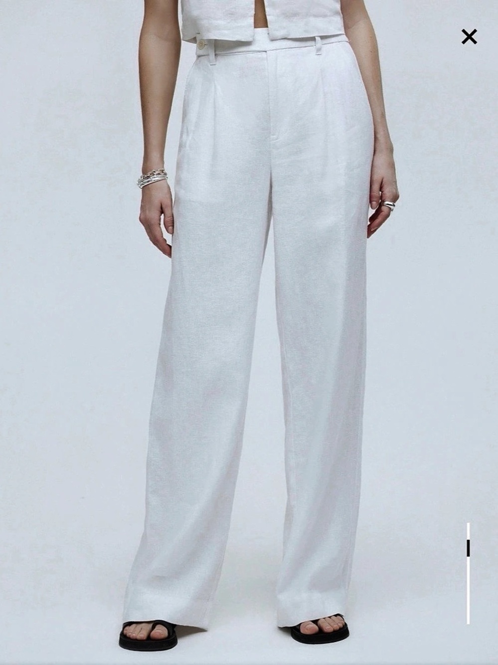 Madewell Harlow Wide Leg Linen Pants in White Size 2